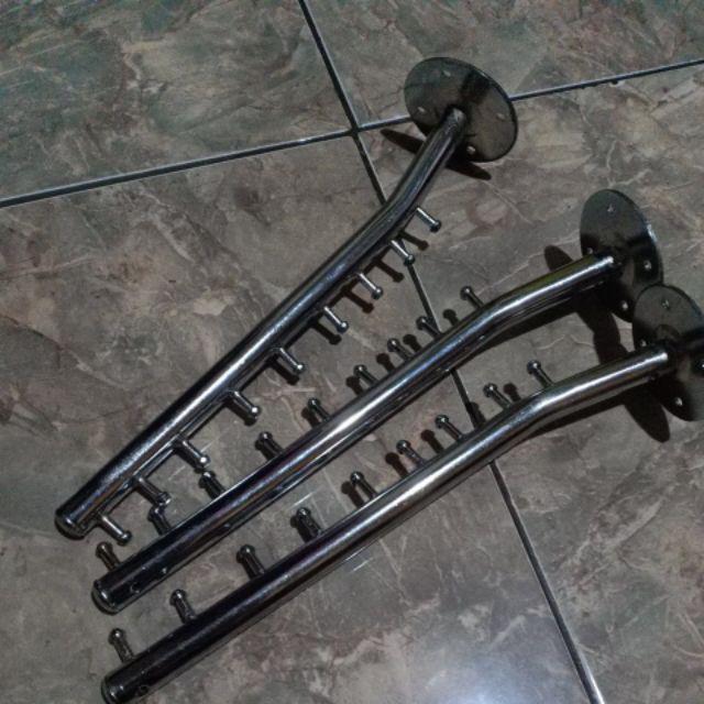 Hanger Suling 9 Titik Tempel Tembok Organizer Display Gantungan Baju Serbaguna