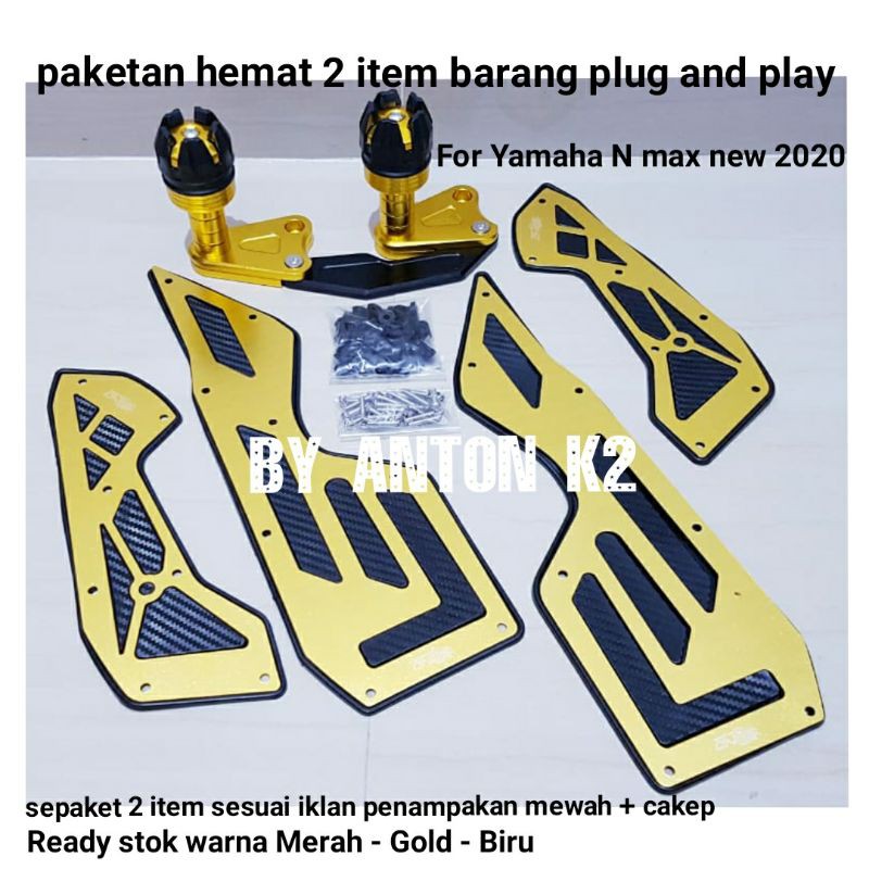 VARIASI N MAX NEW 2020/AKSESORIS YAMAHA MOTOR NMAX NEW 2020 JALU KNALPOT/PLAT BORDES PIJAKAN KAKI