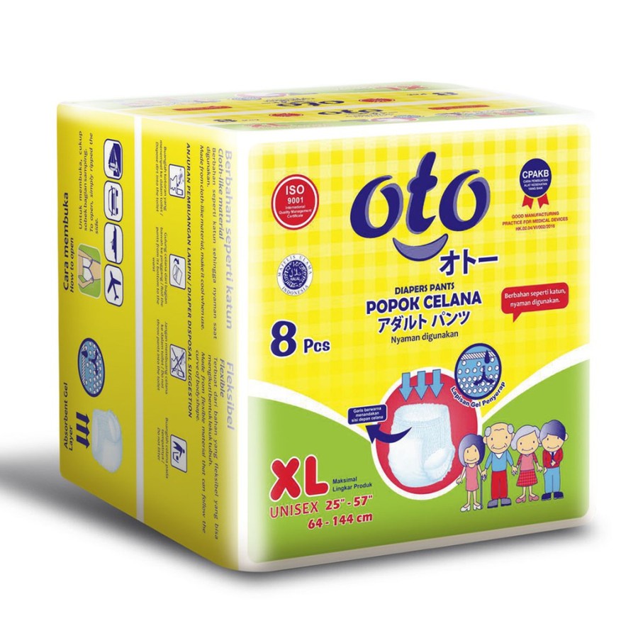 OTO Diapers Adult Pants / Popok Dewasa model Celana uk XL - isi 8 pcs