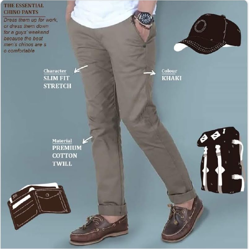 CELANA CINO Panjang Pria Slimfit KERJAHARIAN Santai Casual Formal Hitam Abu Cream Mocca Size 27-38