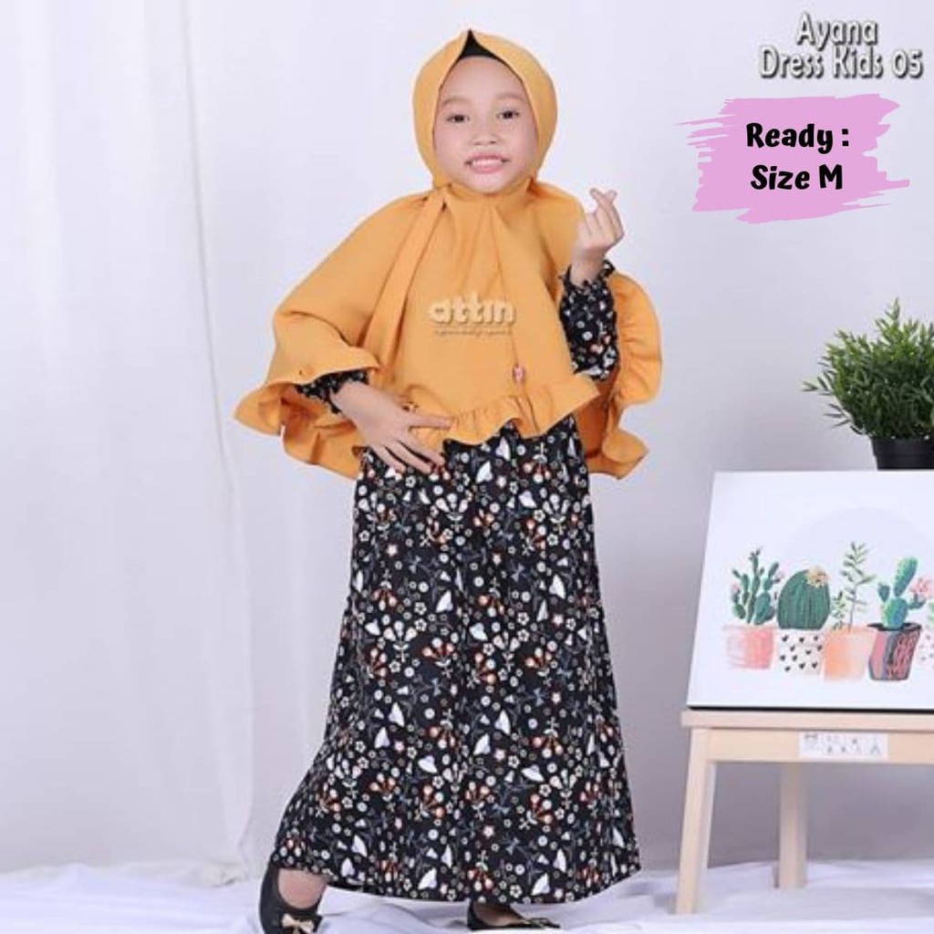 Gamis Anak Katun Jepang Ayana Kids Dress Attin Hijabstore