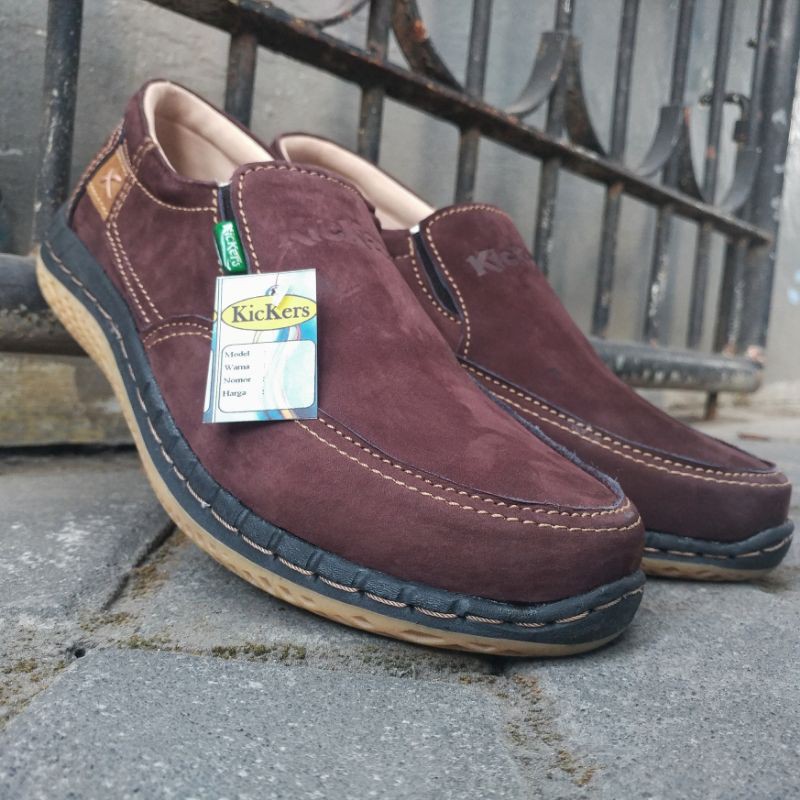 Kickers Sepatu Casual Kasual Pria Bahan Kulit Asli Model Slip On Harga Murah Kode KC.54