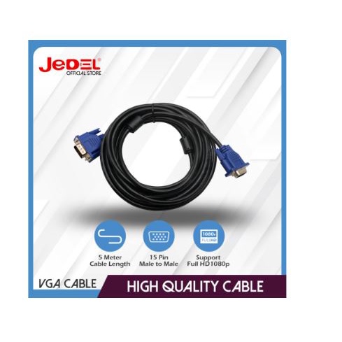 Cable vga jedel 5 meter m-m standard 720p HD for pc laptop - Kabel vga d-sub 15 pin 5m male for monitor projector tv