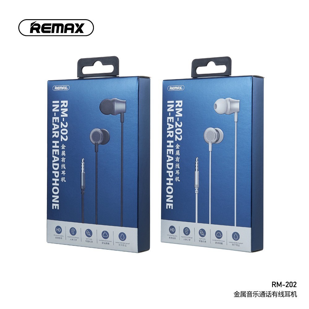 REMAX RM-202 - Wired Metal 3.5mm Semi In-Ear Earphone with Microphone