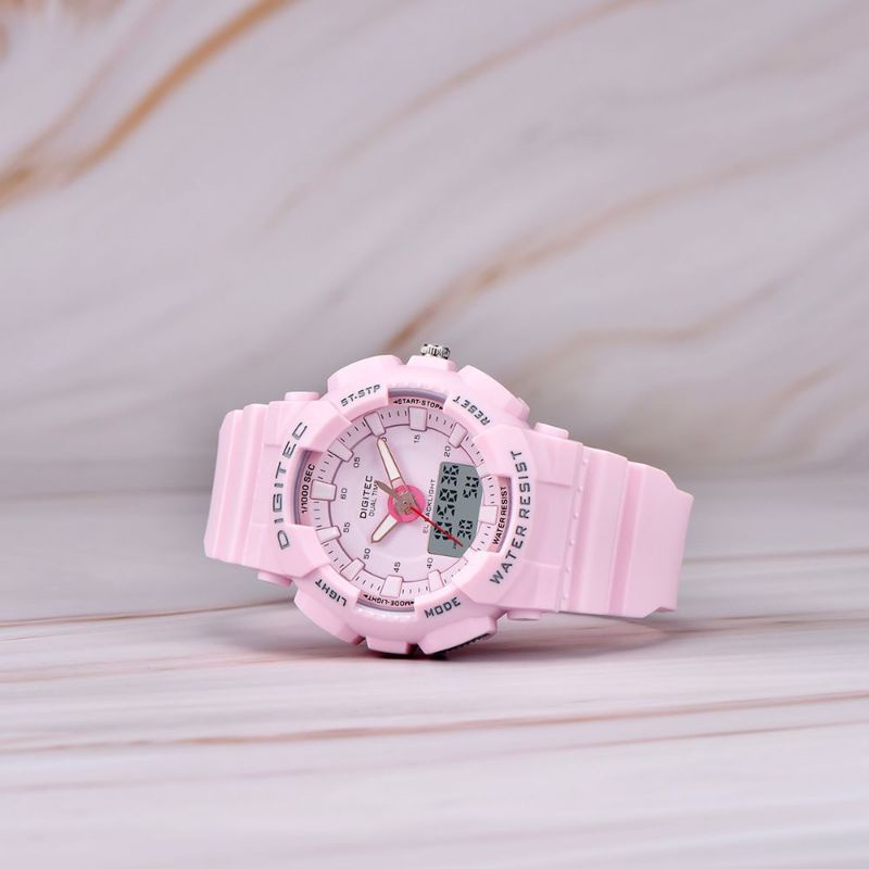 Digitec DA 3035 Original Jam tangan wanita Digitec 3035 Dualtime strap Rubber water resist