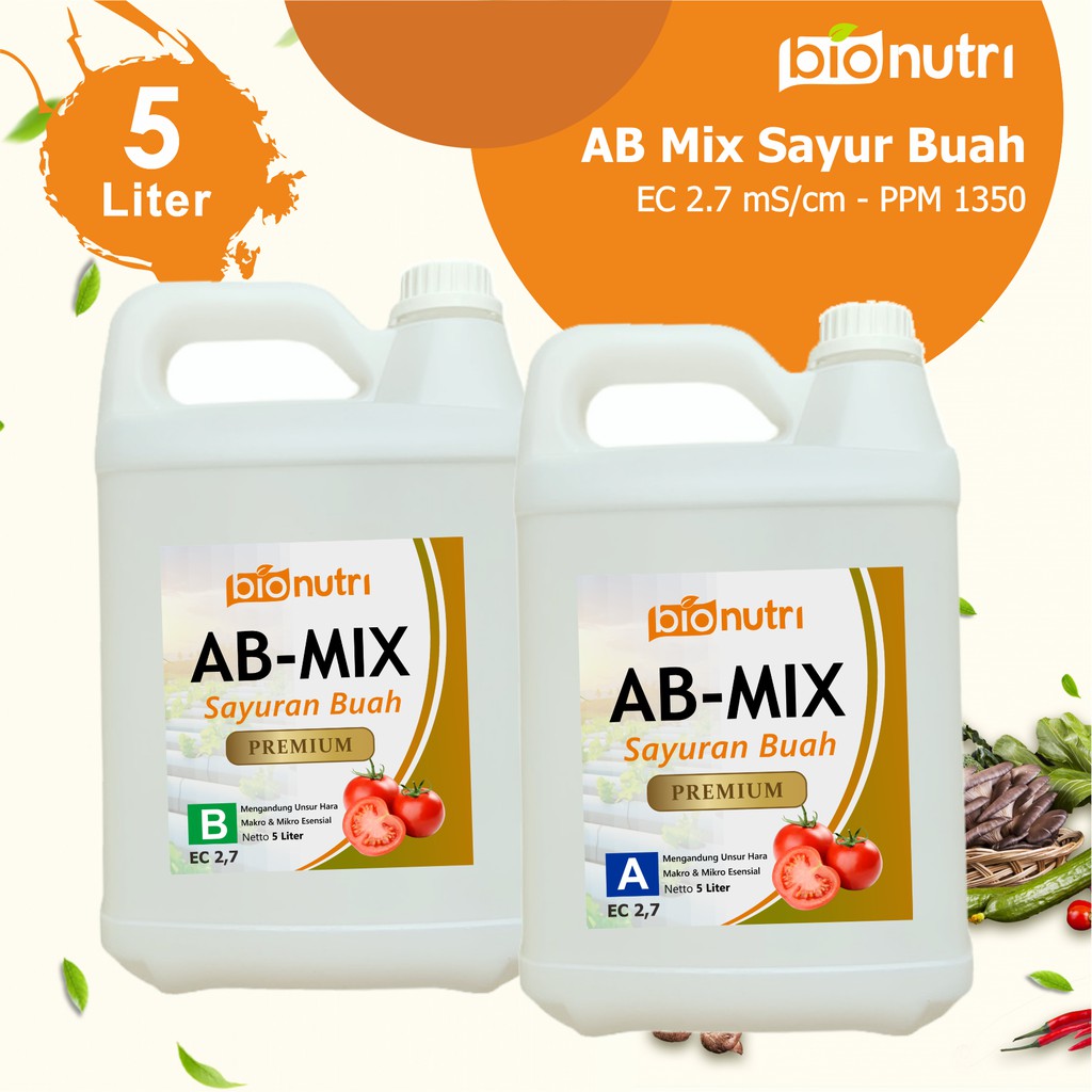 Pupuk-Nutrisi AB Mix Hidroponik Cabai Tomat Terong 5 Liter - BioNutri