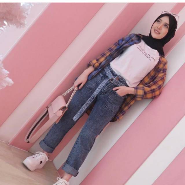 FWR - Reach Boyfriend Jeans / Celana Jeans Wanita Free Belt