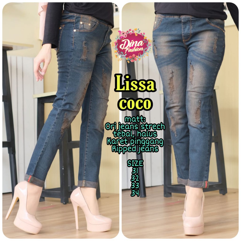 SIZE 35-38 LISA JEGGING JEANS VARIASI LIPAT LIST BAWAH II tantri