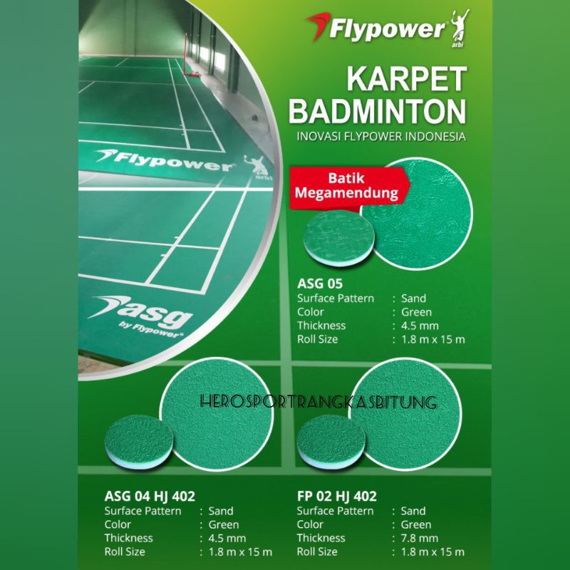 karpet badminton flypower asg / karpet bulutangkis