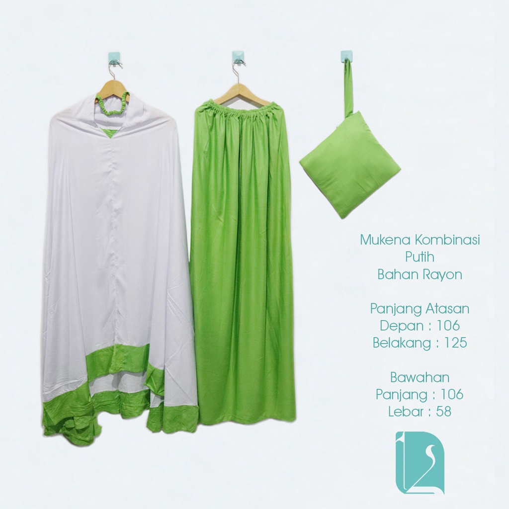 Mukena Warna Hijau Dan Putih - Mukena Kombinasi Dua Warna - Mukena Dewasa