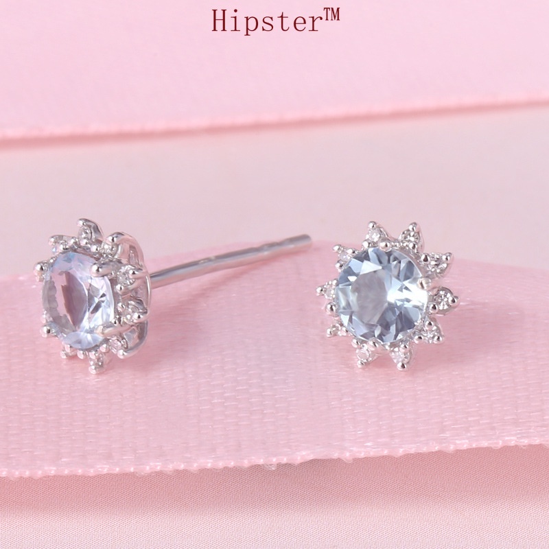 Hot Sale Light Luxury Ins Style Ocean Heart Sapphire Stud Earrings