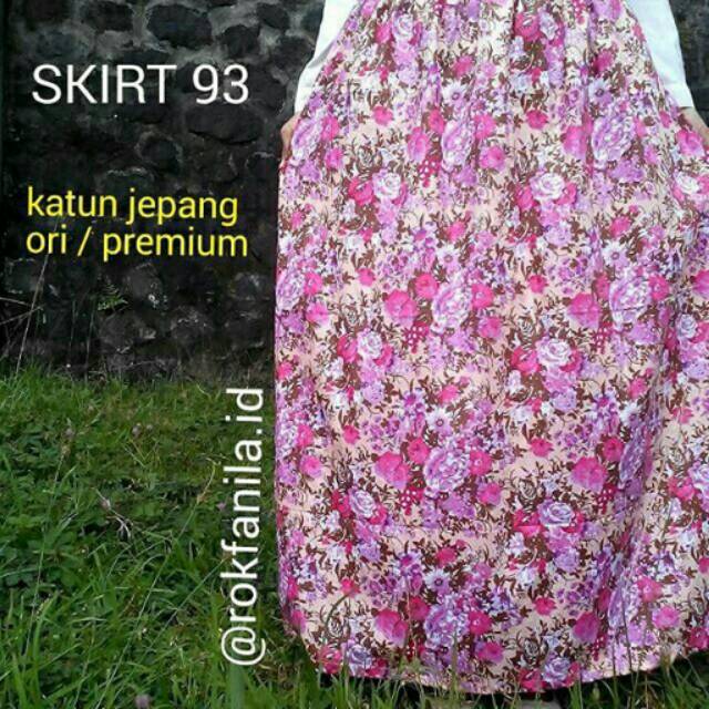 Rok Panjang Katun Jepang Ori Premium Motif Bunga Pink Cantik Shabby Chic_Skirt 93 Rokfanila