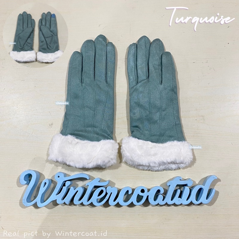 Gloves winter wanita sarung tangan musim dingin suede import hangat bulu fur fashion lara