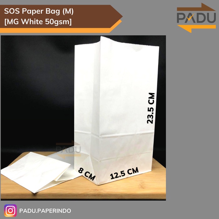 

PROMO SOS Paper Bag (M) - Kantong Kertas SOS / Fried Chicken / Snack - MG Putih