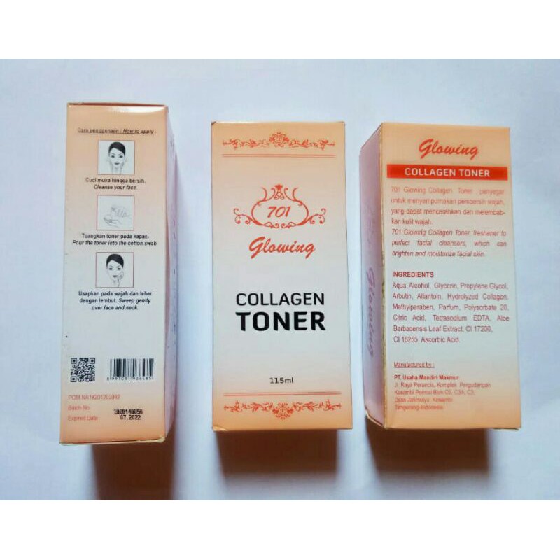 PAKET CREAM COLLAGEN ORIGINAL SIANG MALAM SABUN TONER + free bubble warp