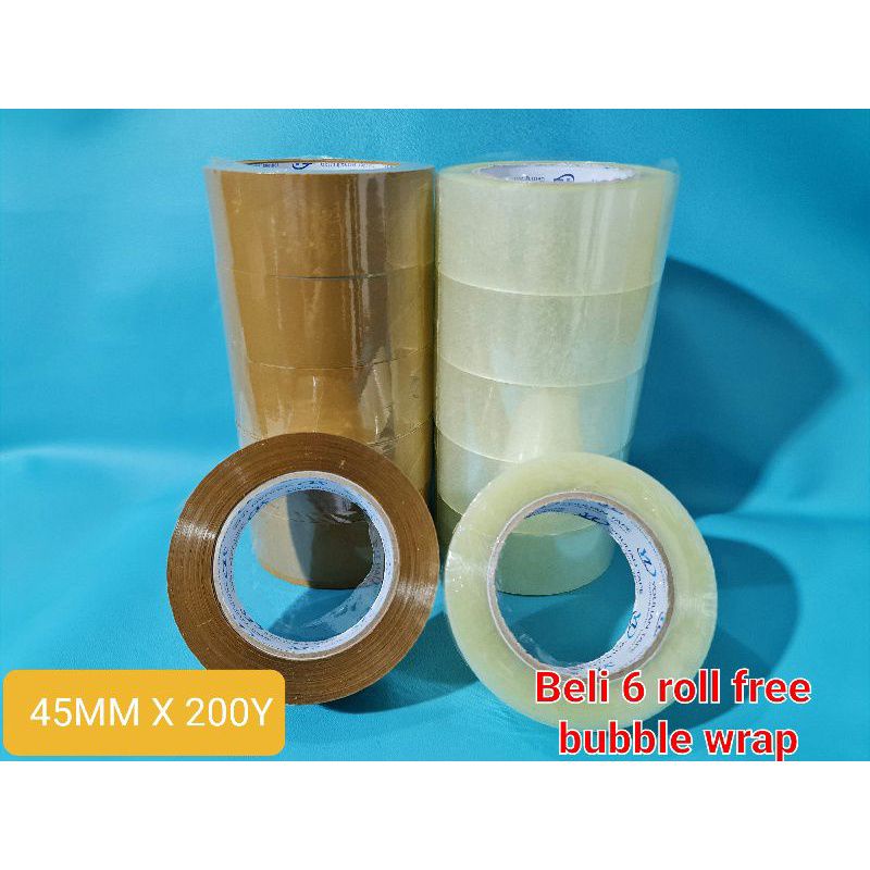 Lakban 45mm 200Y Tape lakban bening &amp; lakban coklat/ Isolasi bening &amp; Isolasi coklat