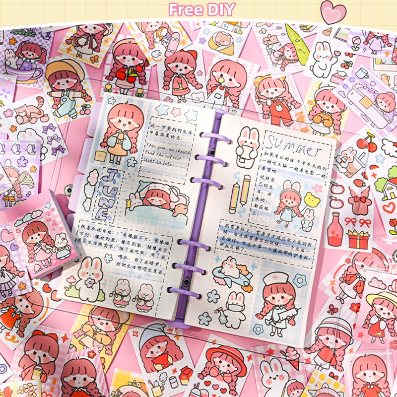 Susi-50 Pcs Stiker Mini Aneka Motif Untuk Dekorasi Buku Diary / Scrapbook DIY