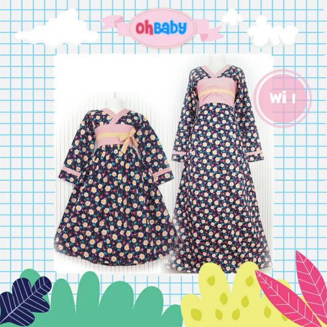 COUPLE GAMIS KIMONO MOM KIDS BAJU MUSLIM IBU ANAK KIMONO GAMIS