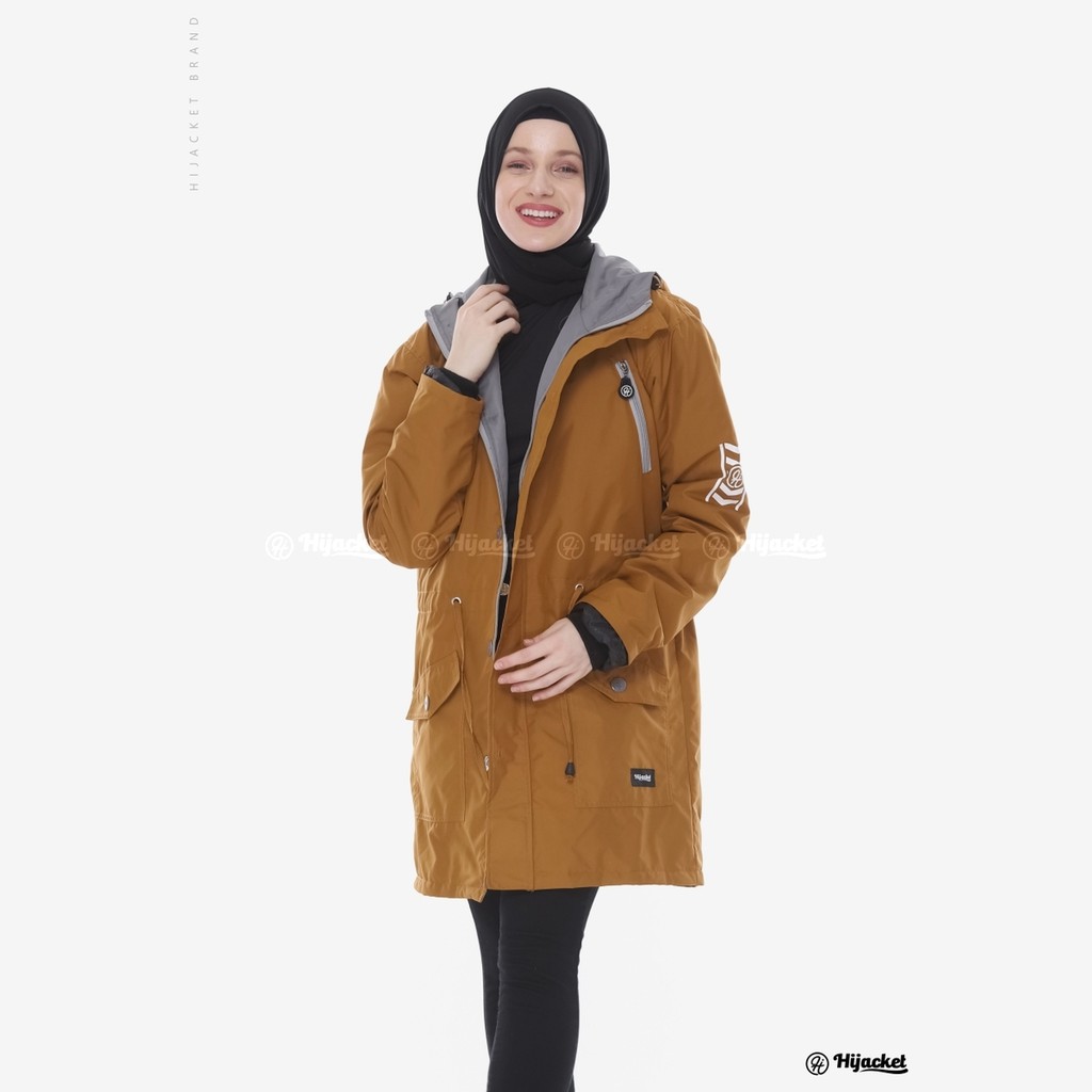 new sale jaket parka muslimah hijacket montix terbaru warna kuning big size xxl bahan 75% tahan air-1