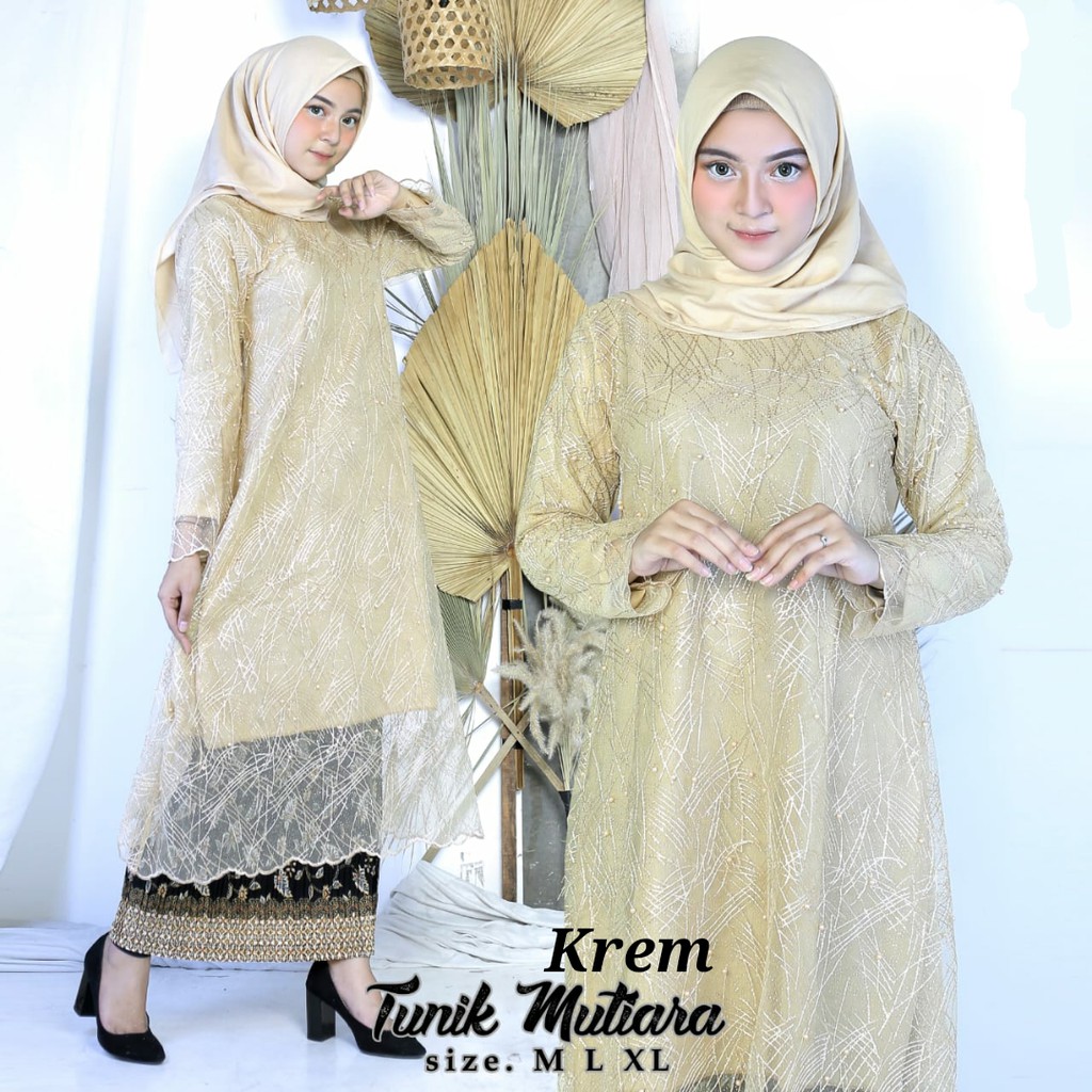 PROMO SET TUNIK TULLE MUTIARA BORDIR / SET TUNIK TULLE MUTIARA BORDIR