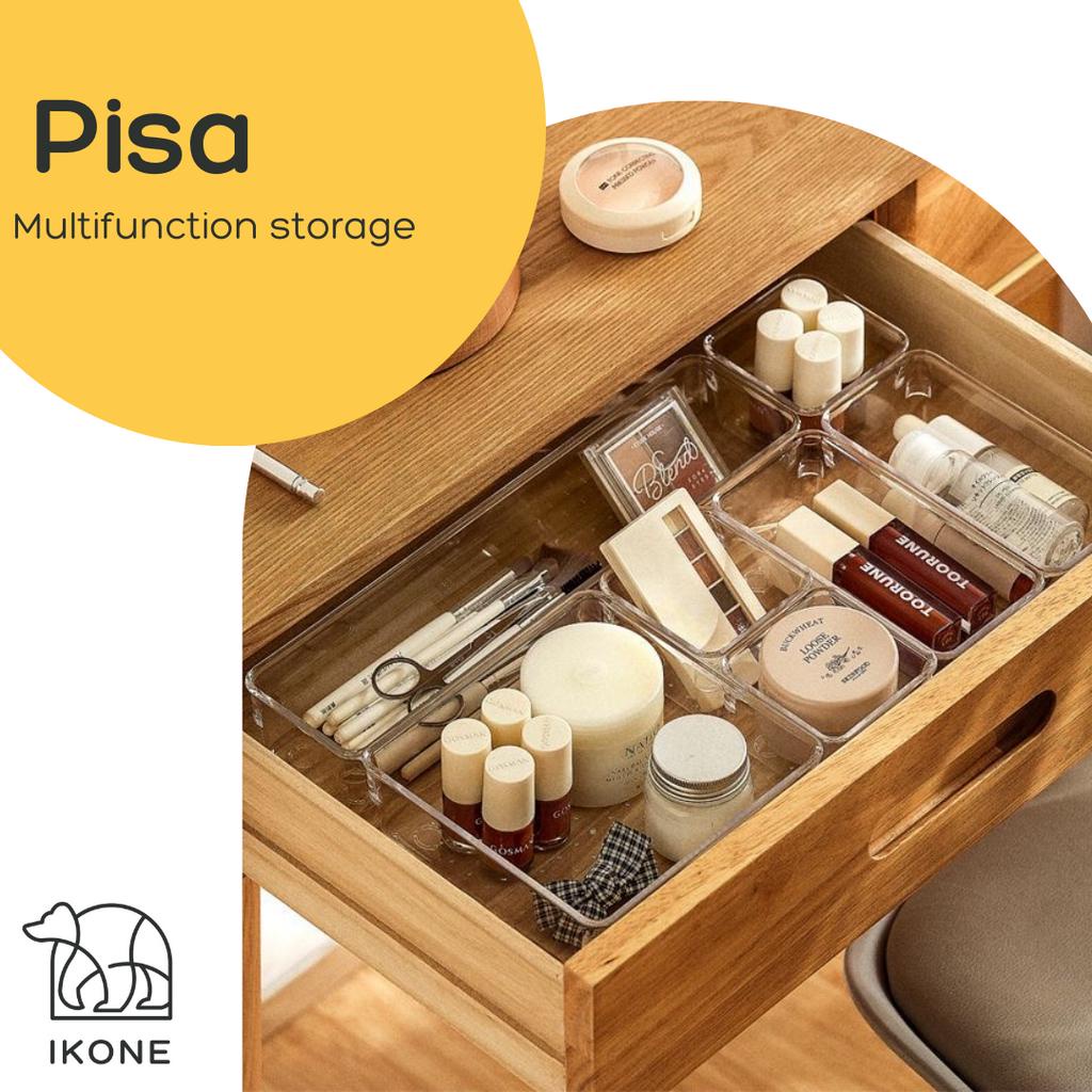 【IKONE】PISA Tempat Penyimpanan LAci Multifungsi Serbaguna Organiser Laci Bening Acrylic Sumpit Sendok Organiser Kamar Laci Sekat Laci Kotak Penyimpanan Multi Fungsi Serbaguna Perapi Laci Sendok Pisau Organiser Box Make up Organiser Skincare Organiser