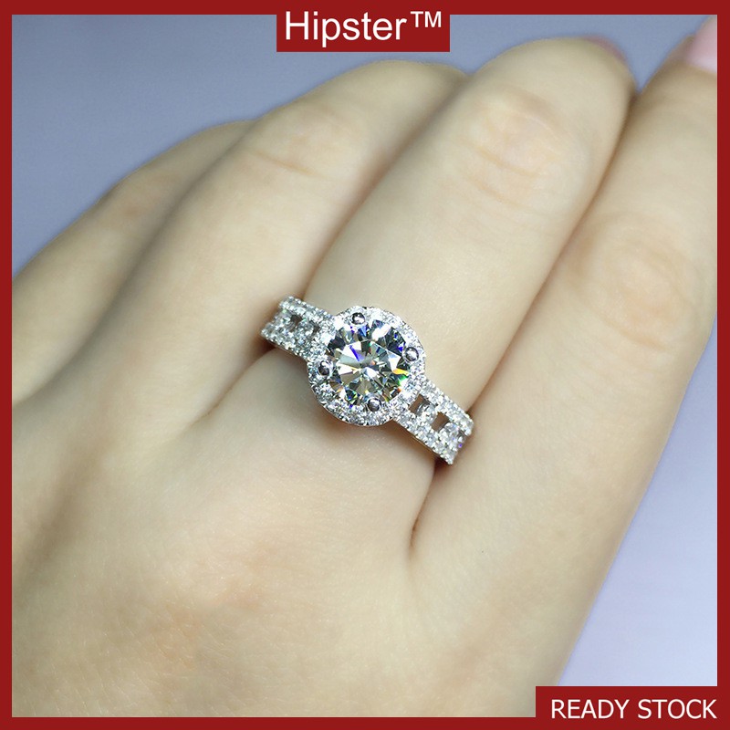 Cincin Moissanite Hollow Untuk Wanita