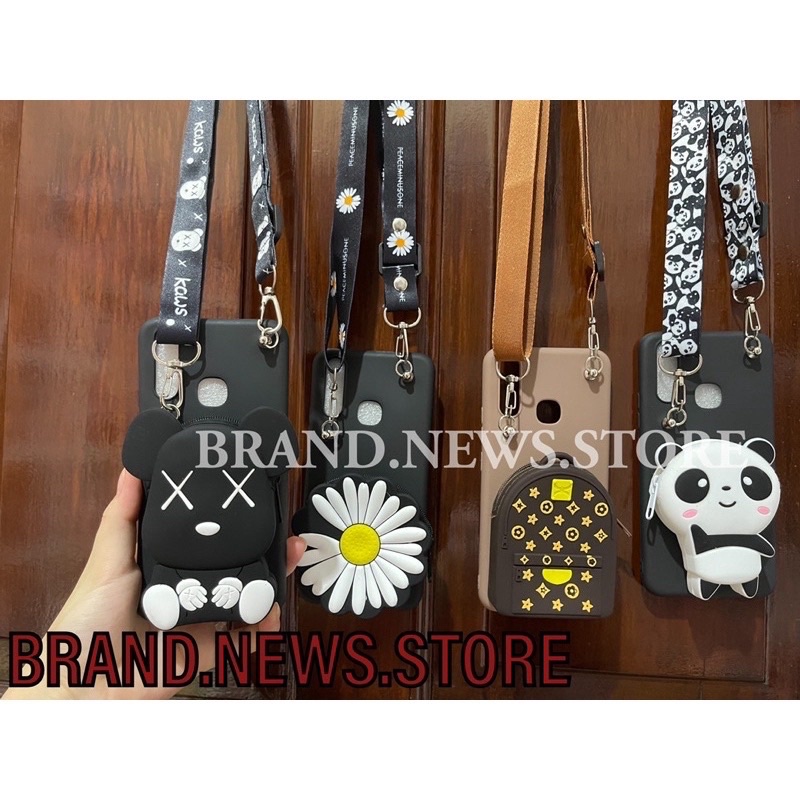 OPPO A74 5G/ A16K/ A16E/ A55 4G/ A55 5G/ A57 2022/ A77S/ SOFT CASE TAS DOMPET COIN + GANTUNGAN TALI HP SELEMPANG/SILIKON BONEKA/KARTUN PANDA/BUNGA PEACE/DAISY/ CASING BAG