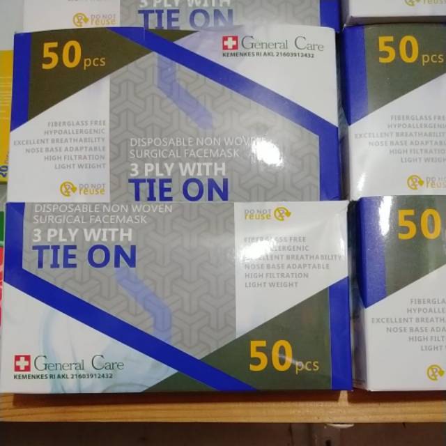 MASKER  Tie-on 3 ply Premium Quality isi 50 General Care Original