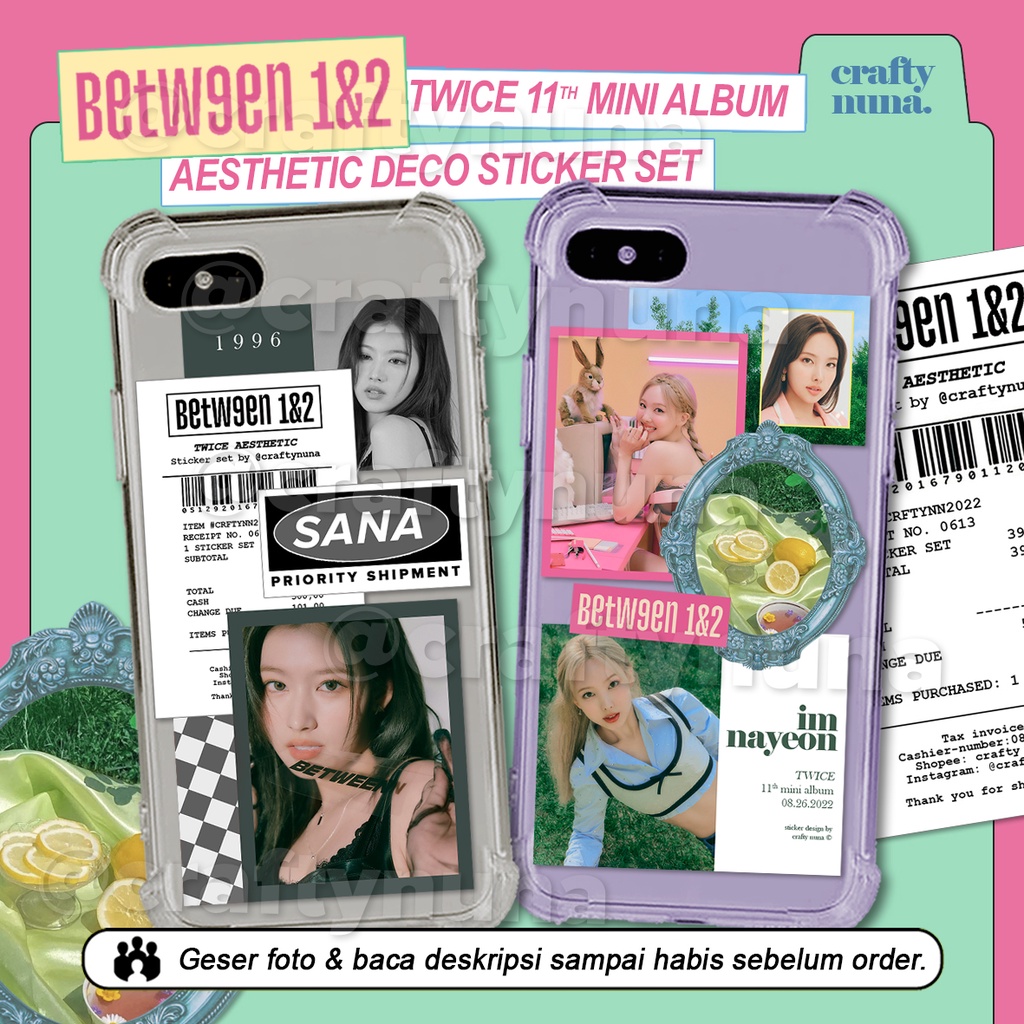 TWICE BETWEEN 1&amp;2 AESTHETIC DECO STICKER SET hias case hp stiker kpop estetik jihyo tzuyu casing