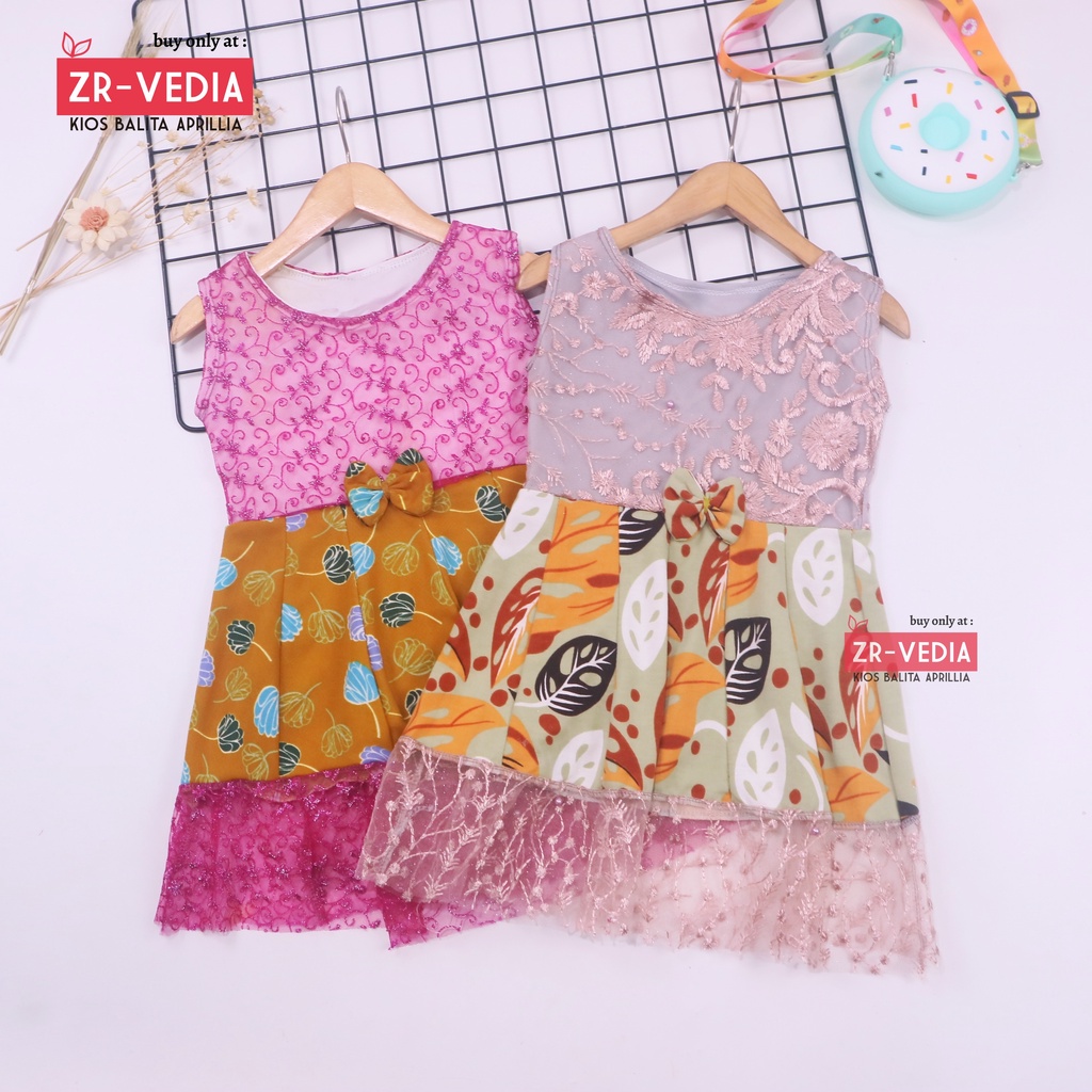 Dress Zulfa uk 1-2 Tahun / Dres Brokat Anak Perempuan Brukat Balita Cewek Pakaian Baju Import