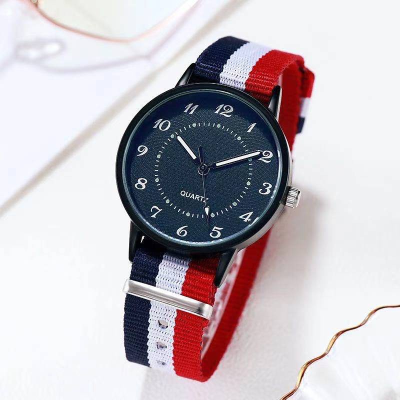 Jam Tangan Analog Kanvas Quartz Unisex Fashion Korea Aksesoris Fashion Import