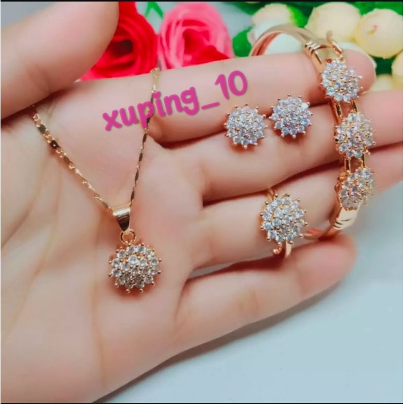 Set Perhiasan Xuping Wanita Dewasa Bermotif Bunga Cantik Terbaru COD