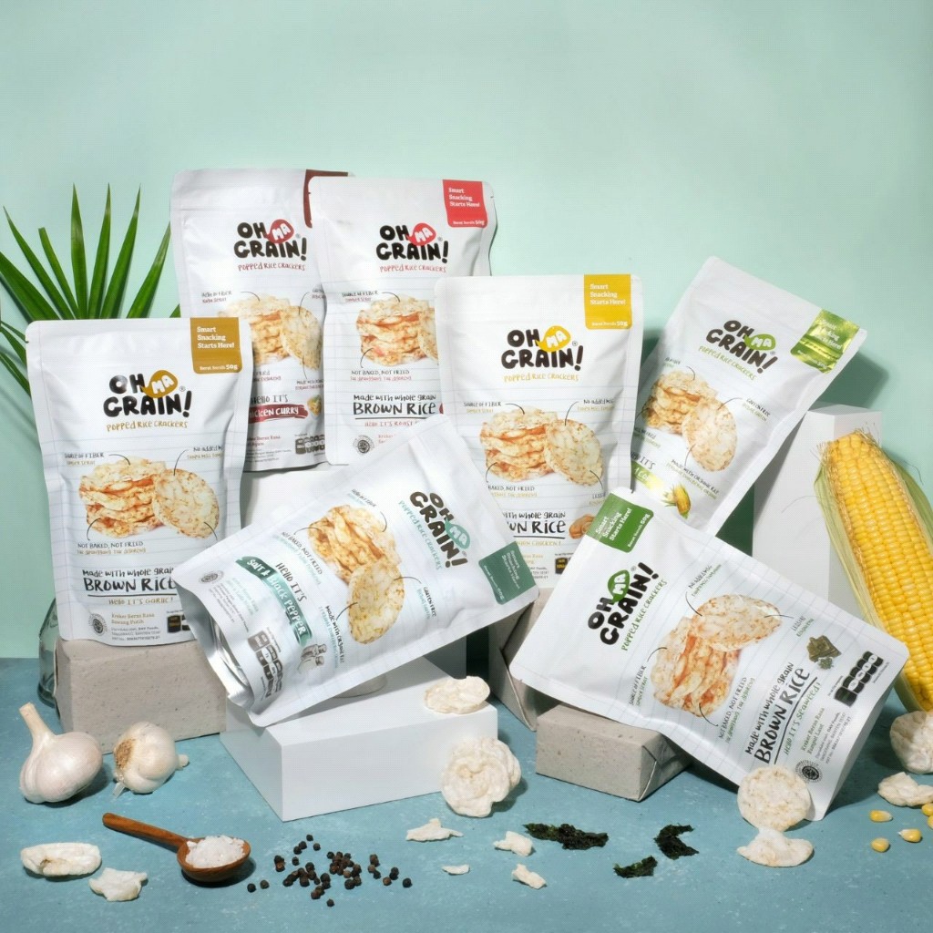 Oh Ma Grain Keripik Beras 50 g / Oh Ma Grain! Popped Rice Crackers / Cemilan Sehat Anak / Snack Bayi