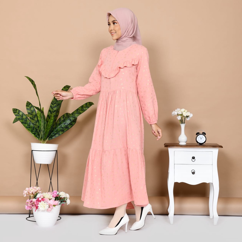 Gamis Muslim Terbaru bahan Caton Rayon premium Gamis Lebaran Moderen Dress Muslim Wanita