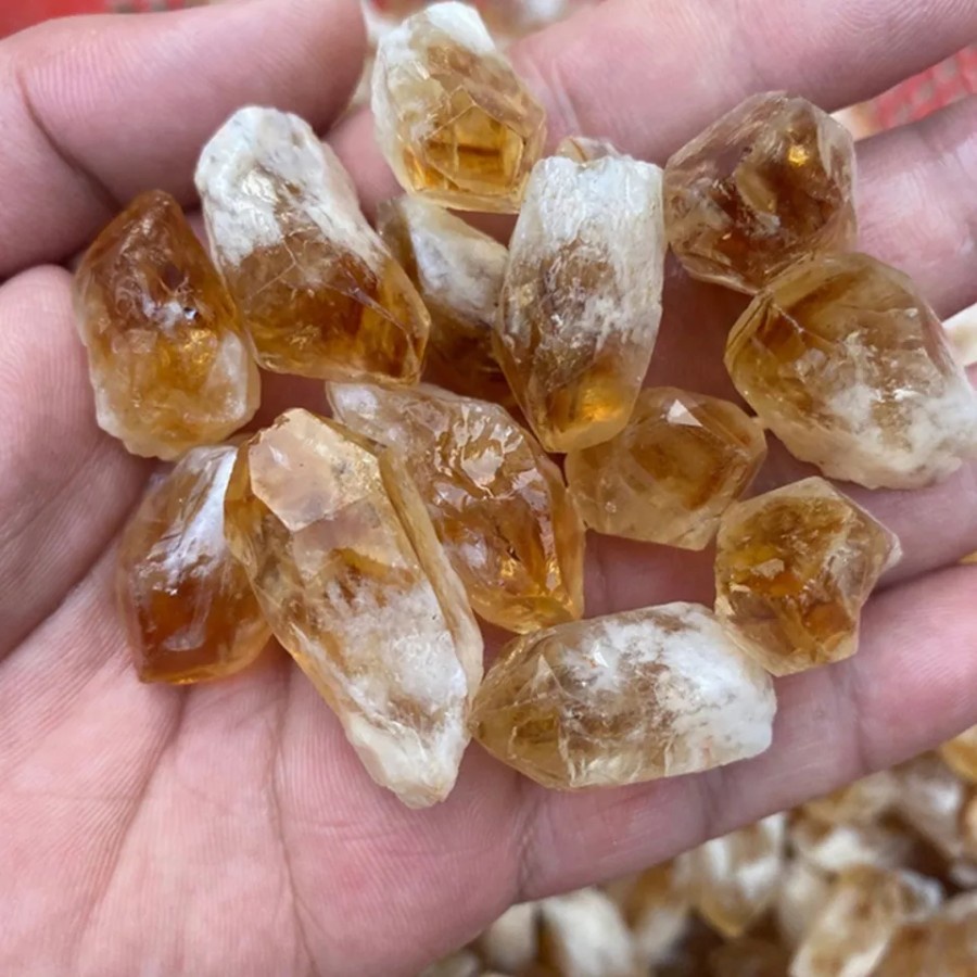 Citrine point quartz crystal cluster raw spesimen reiki stone