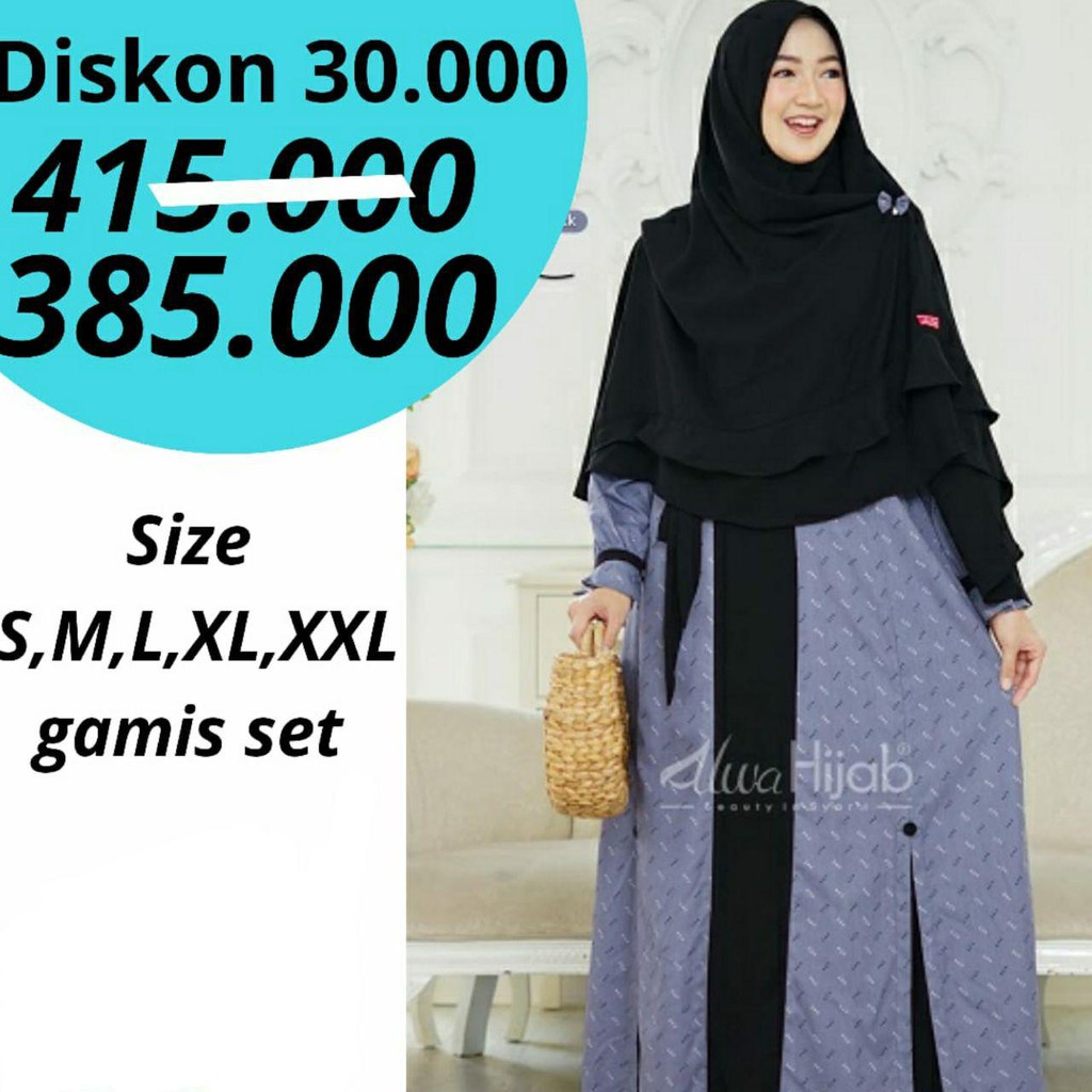 Gamis diskon eid mom original set syari by alwa hijab