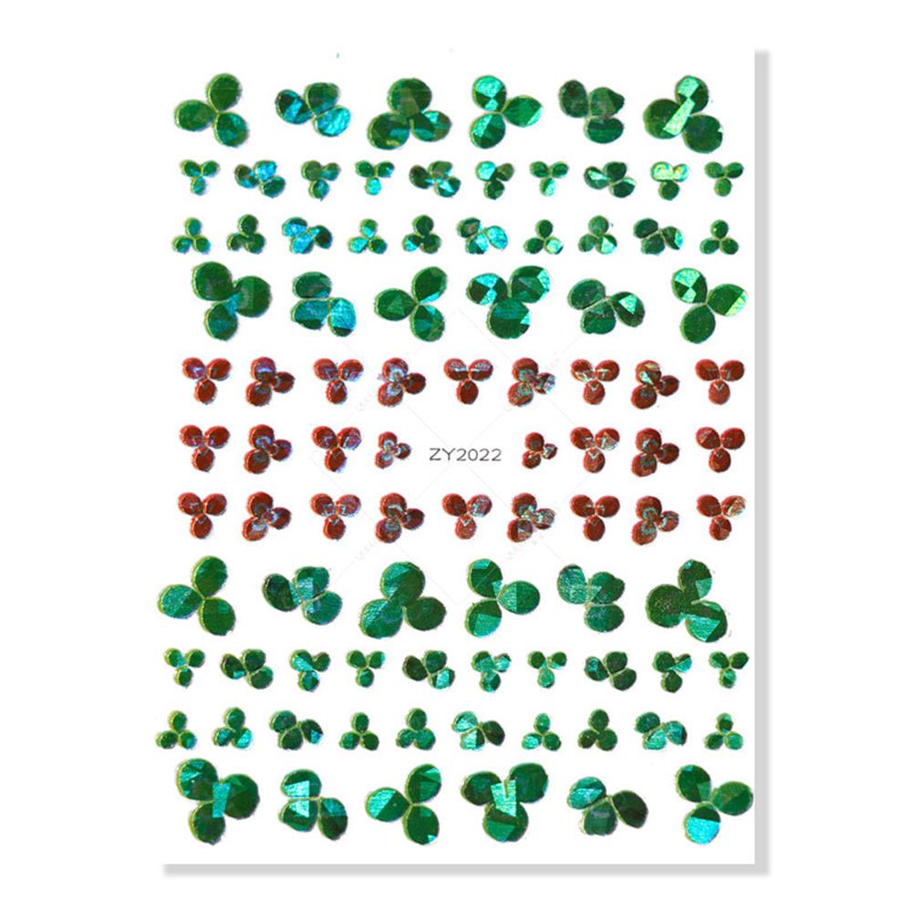 Agustin 3D Stiker Nail Art Pesona Four-leaf Clover Lucky Nail Art Dekorasi