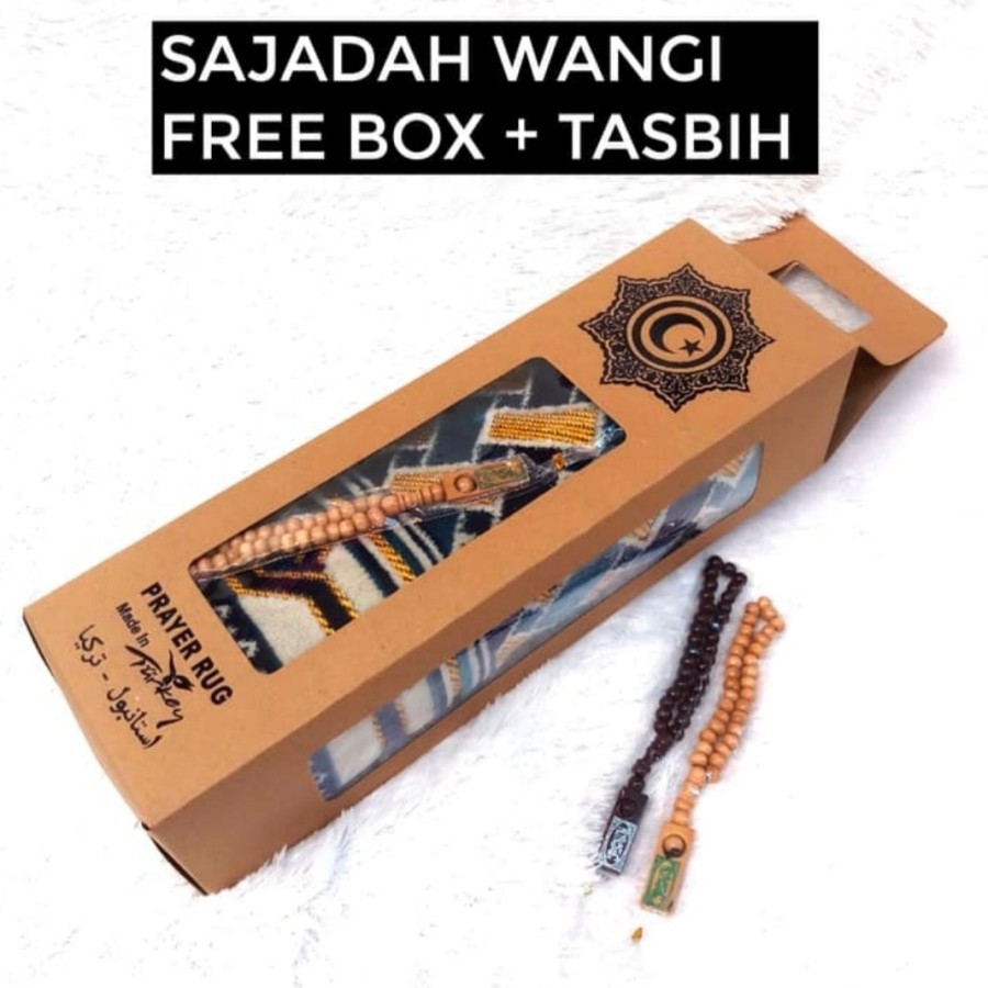 sajadah risalah wangi plus box dan tasbih best seller dan bisa COD