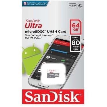 Sandisk microSD 64GB 80MB/s Class 10 | micro SD 64 GB Class10 Ultra
