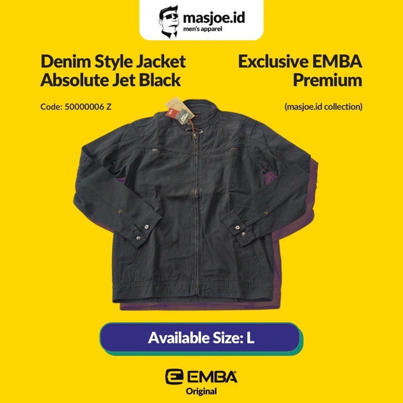 Jaket Jeans Denim Pria EMBA Original - Absolute Jet Black