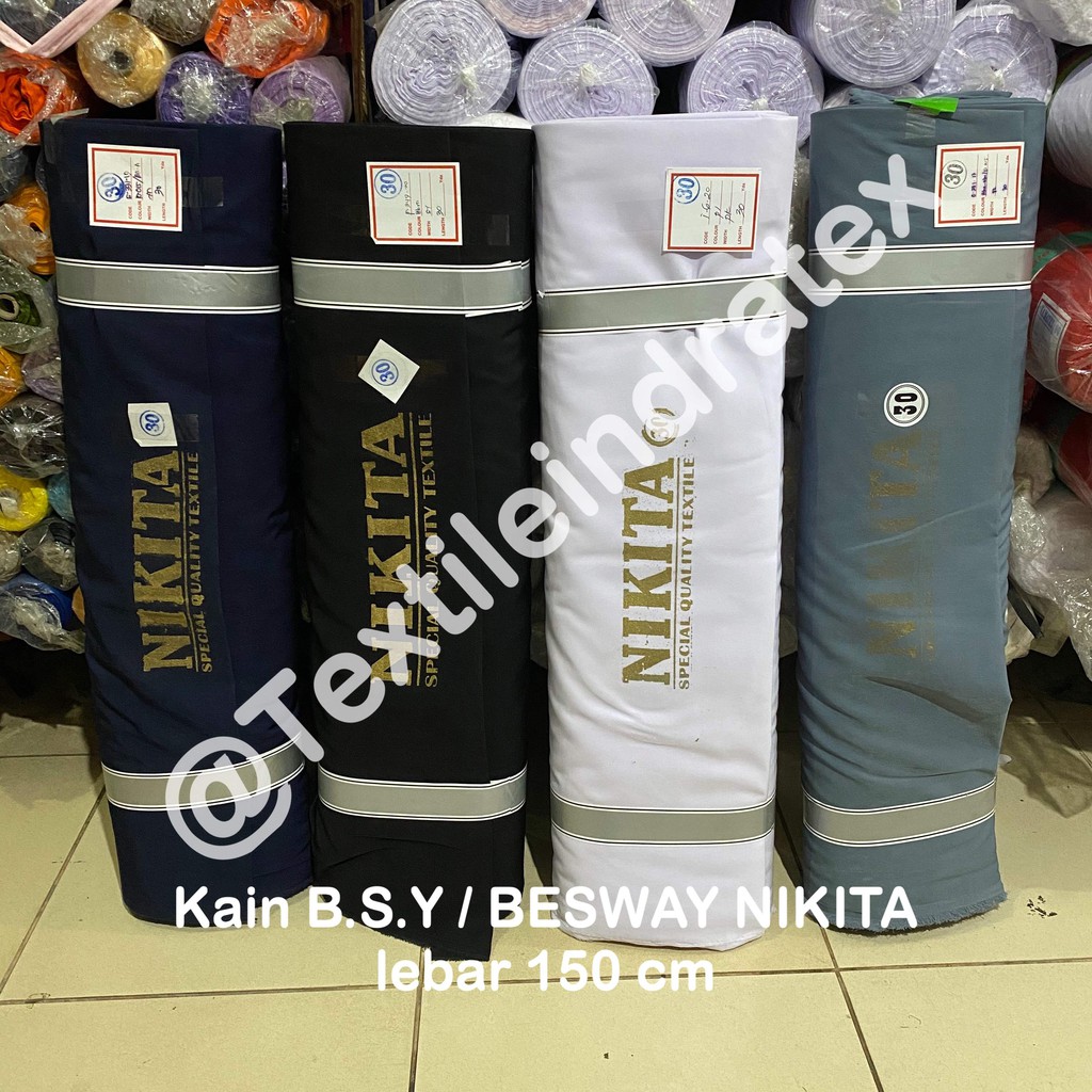 ( per 1 roll ) kain BSY NIKITA BESWAY HIGH TWIST polyester L 150 per ROLL seragam celana gamis printing sublime safari