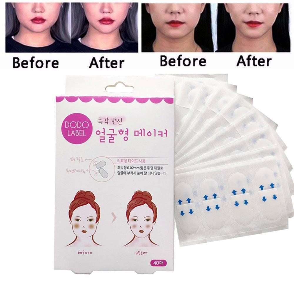 [40pcs] Dodo Label Selotip Stiker Korea Pembentuk V Shape Wajah Transparant - Mengencangkan Pipi &amp; Meniruskan Wajah Secara Instan