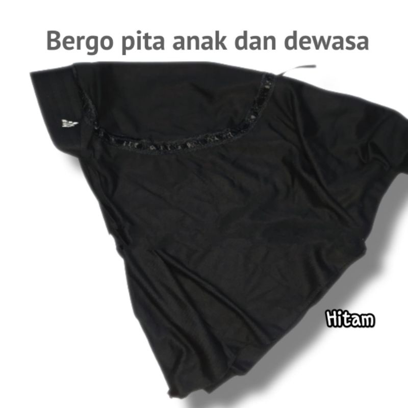 hijab kerudung jilbab instan bergo anak sekolah sd smp sma dewasa serut pita atas warna hitam