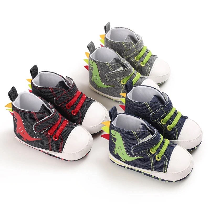 Sepatu Anak Bayi Laki laki Bahan Canvas Premium Import Quality Sepatu Bayi Prewalker Lucu Gambar Dino