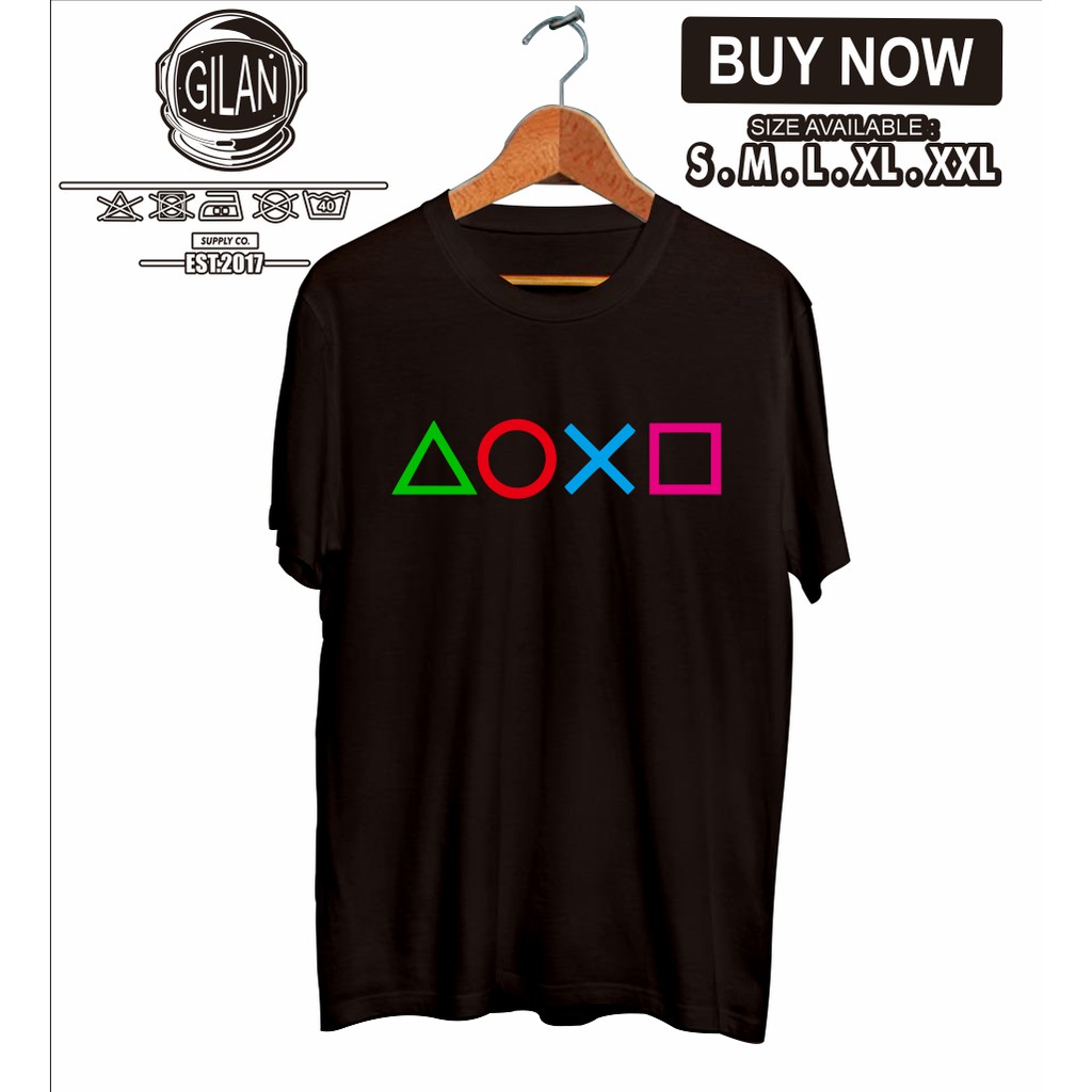 Kaos Baju Distro Tombol Stik PS Gamers Warna