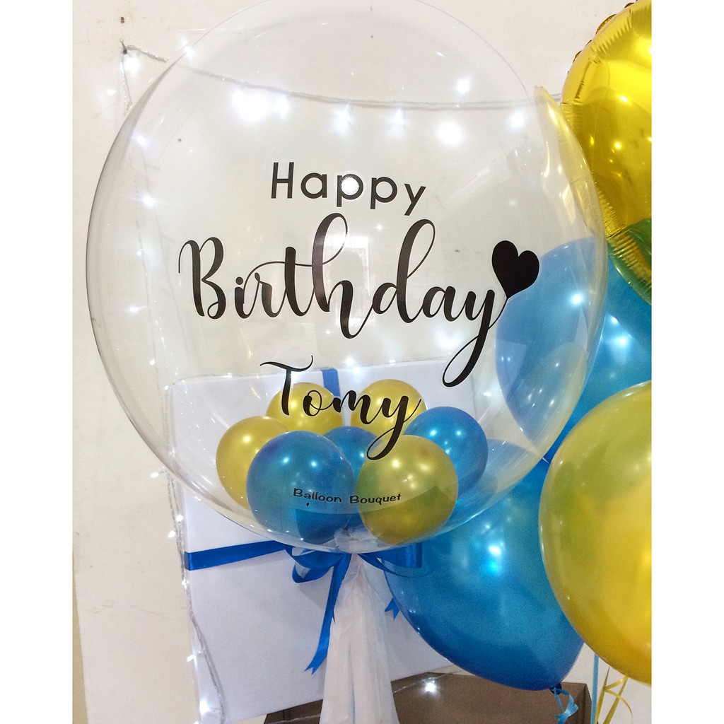 

bubble balloon in blue and gold combination