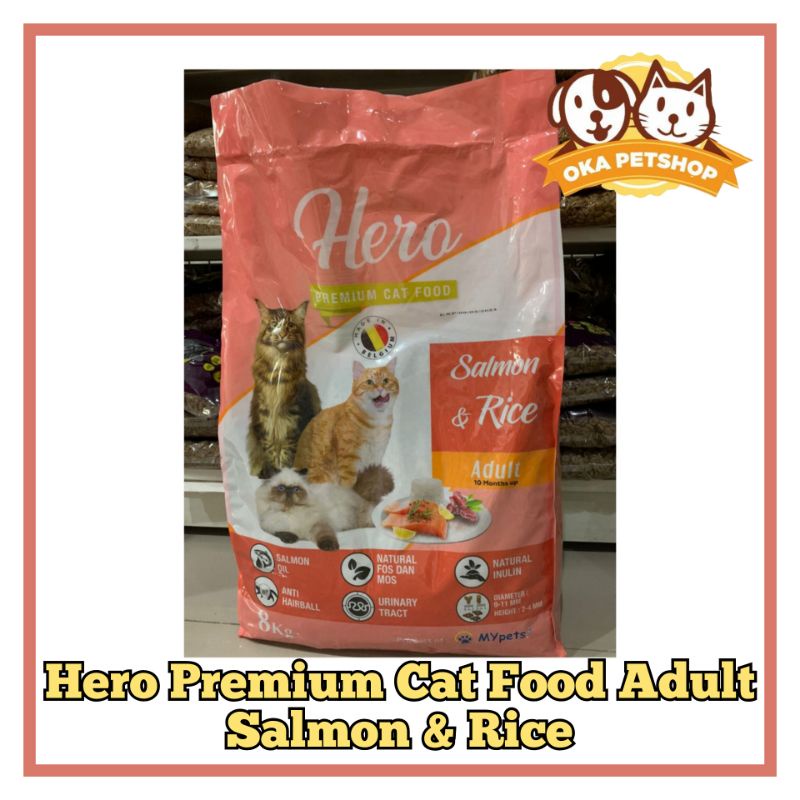 HERO PREMIUM CAT FOOD SALMON &amp; RICE ADULT 8KG (GRAB)