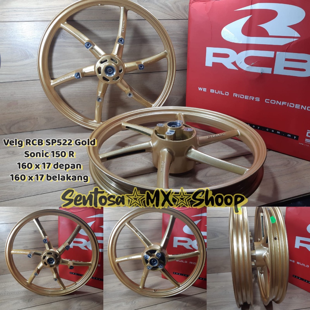 VELG SONIC 150 R RCB SP522 GOLD UKURAN DEPAN 160x17 & BELAKANG 160x17 COCOK BUAT MOTOR SPAK ROAD RAC