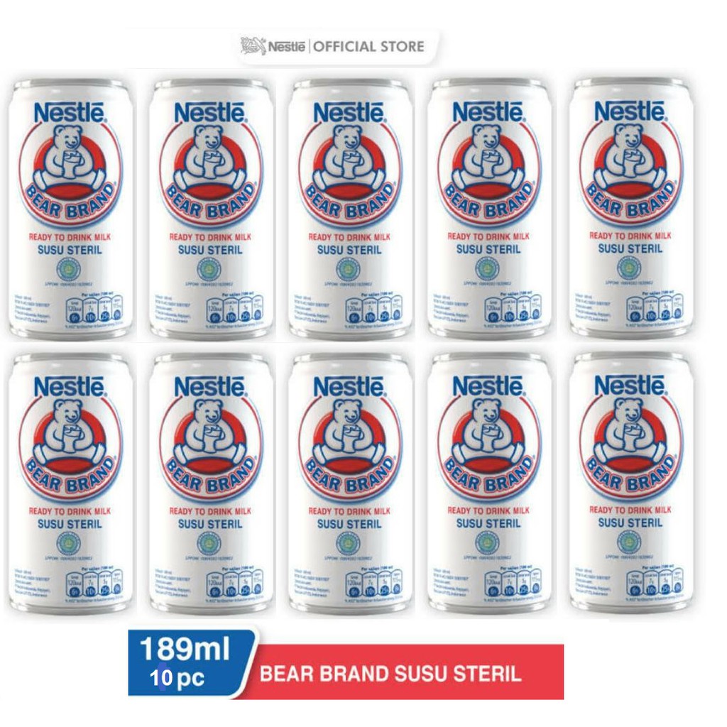 

(10 pcs) Susu beruang Siap Minum 189ml NESTLÉ BEAR BRAND Susu Sapi Steril