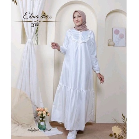 Original Elma Dress Putih by RubyHijabOfficial Gamis Katun